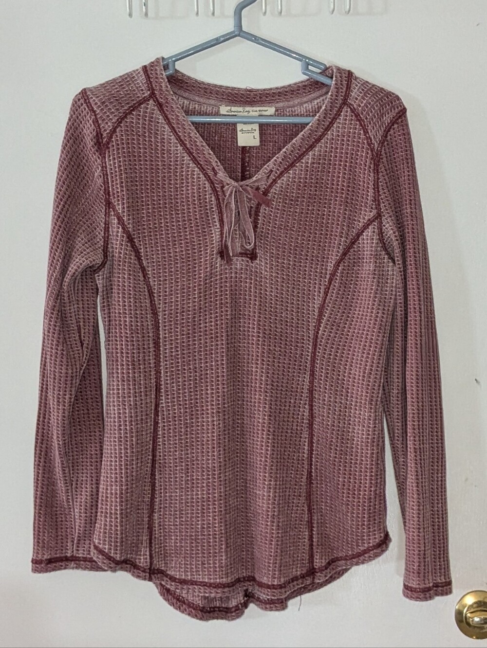 American Rag Waffle Knit Top Lg
